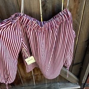 off the shoulder striped shirt